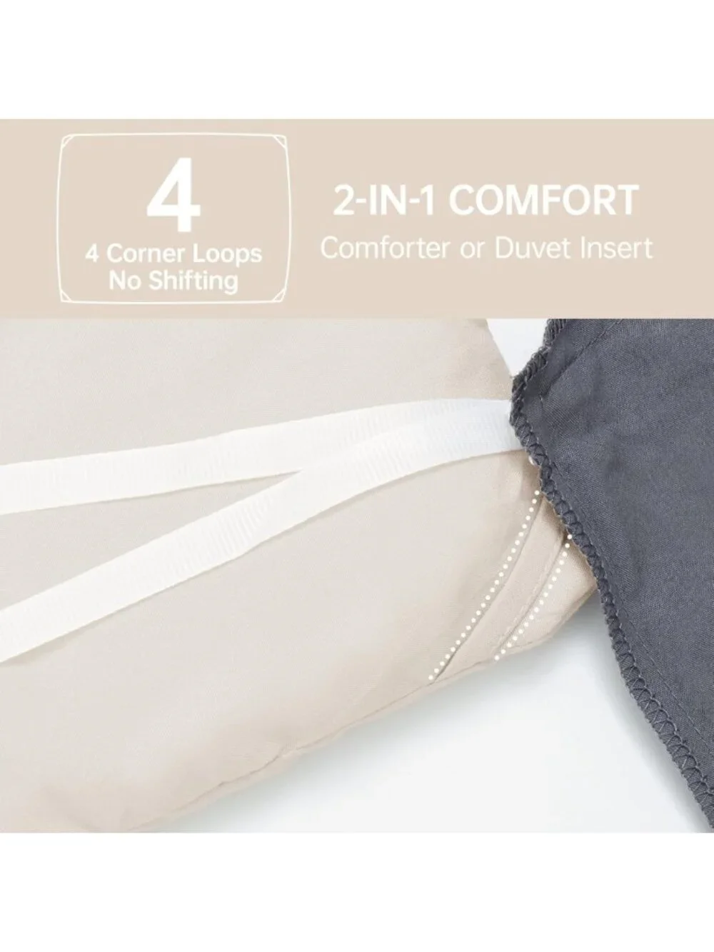 Cozy Beige Queen Comforter Set, 3-Piece Solid Bedding, All-Season Down